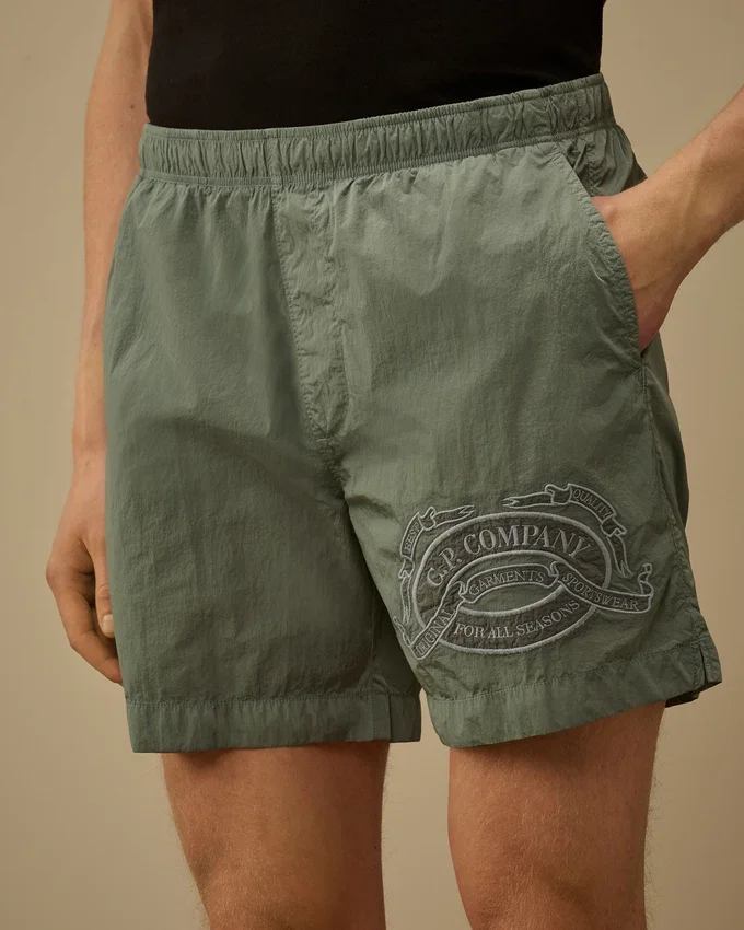 Eco-Chrome R Graphic Embroidery Swim Shorts