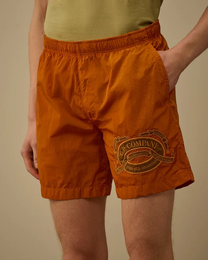 Eco-Chrome R Graphic Embroidery Swim Shorts