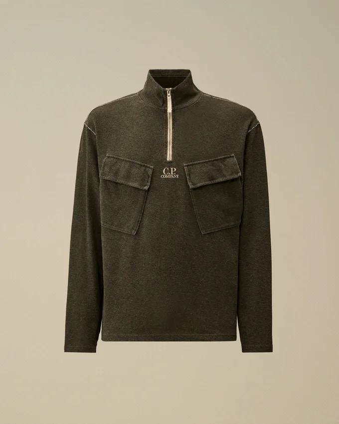 Heavy Jersey Plated Half Zip Sweatshirt