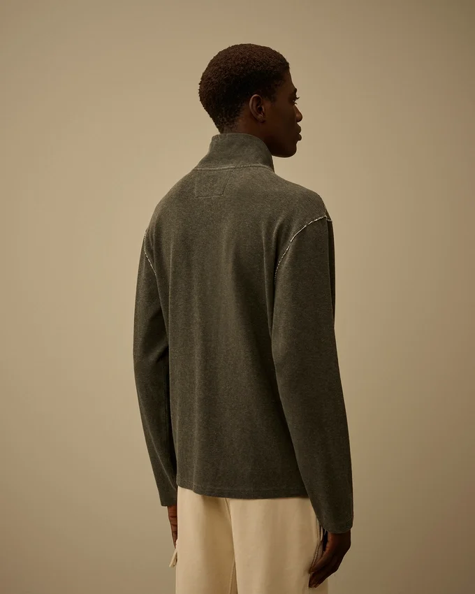 Heavy Jersey Plated Half Zip Sweatshirt