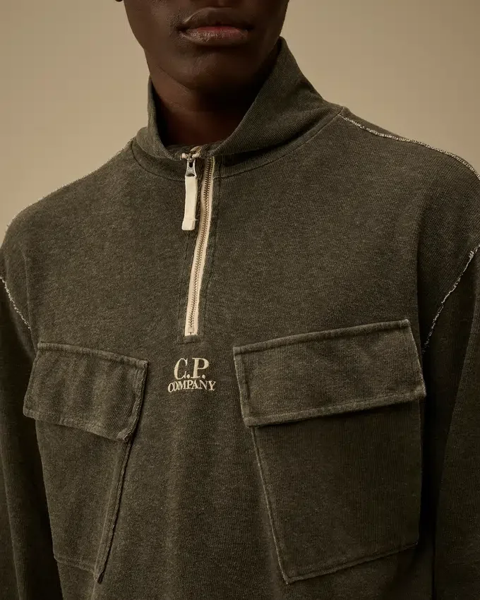 Heavy Jersey Plated Half Zip Sweatshirt
