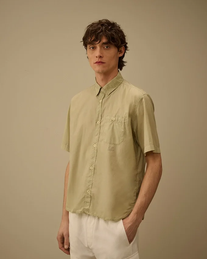 Light Mussola Short Sleeve Button Shirt