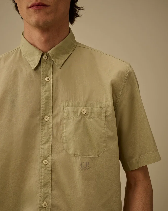 Light Mussola Short Sleeve Button Shirt