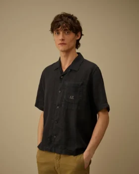 Linen Boxy Short Sleeve Button Shirt
