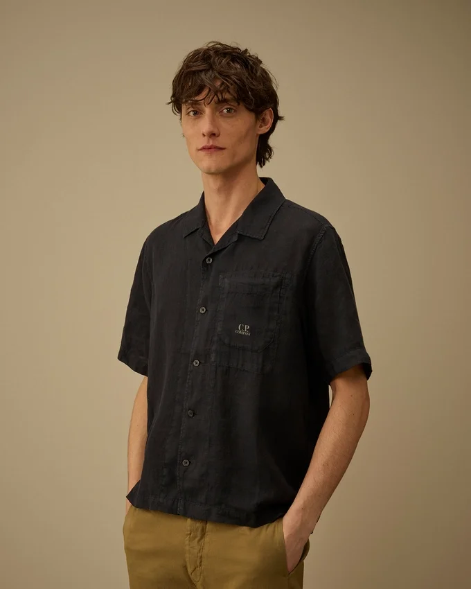 Linen Boxy Short Sleeve Button Shirt