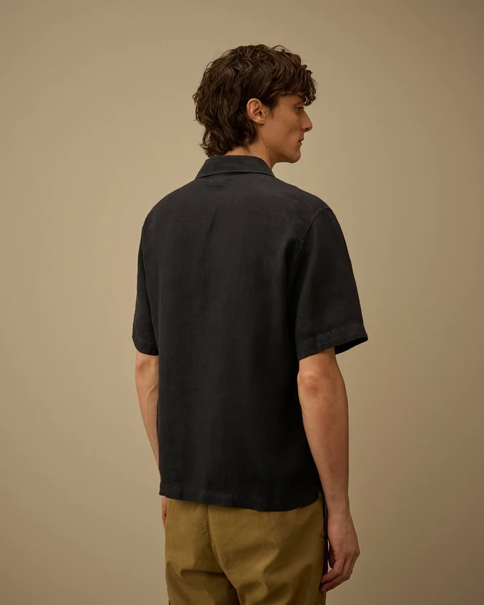 Linen Boxy Short Sleeve Button Shirt