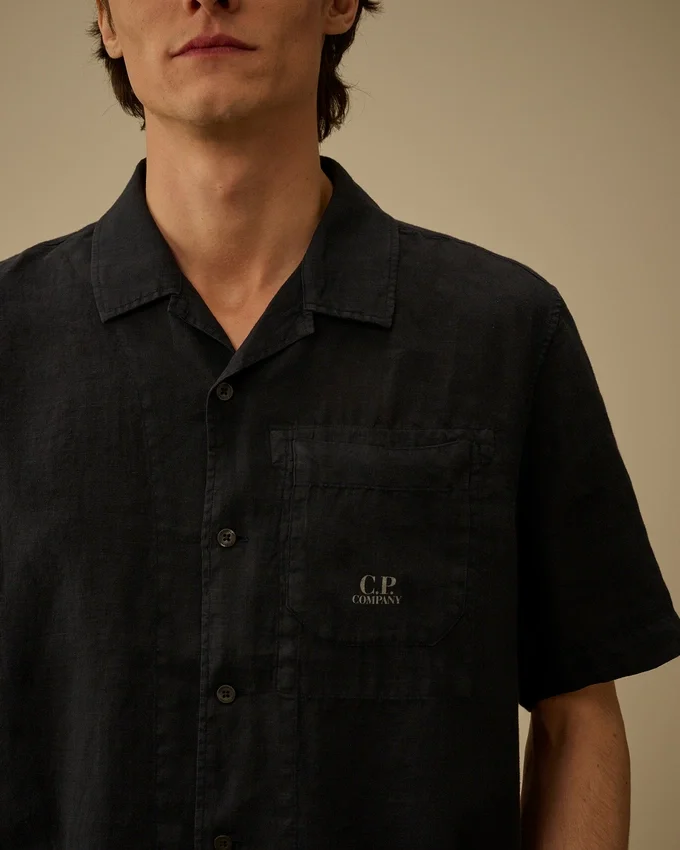 Linen Boxy Short Sleeve Button Shirt