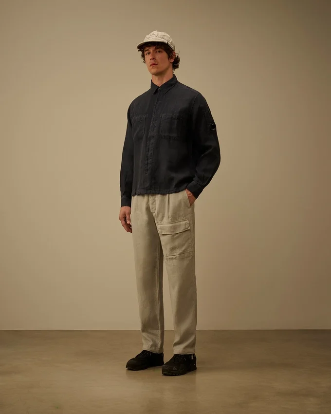 Linen Long Sleeve Button Lens Shirt