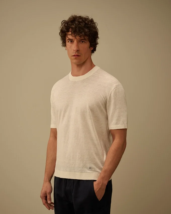 Linen Short Sleeve Crewneck Sweater