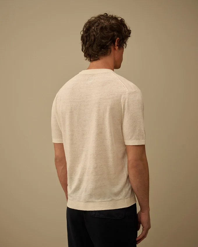 Linen Short Sleeve Crewneck Sweater