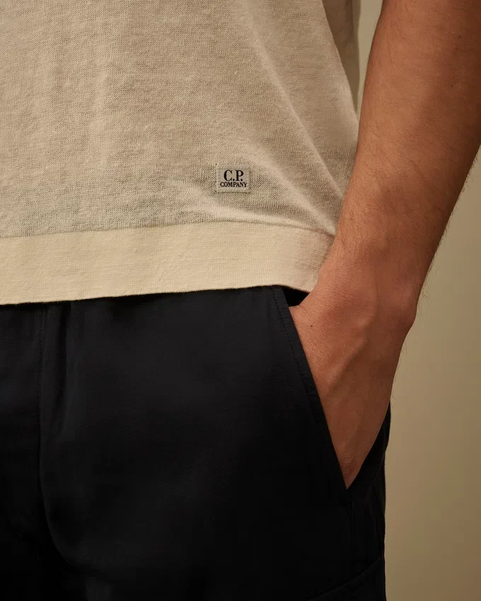 Linen Short Sleeve Crewneck Sweater
