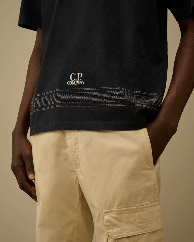 Mercerized Jersey 30/2 Twisted Short Sleeve Embroidery T-Shirt