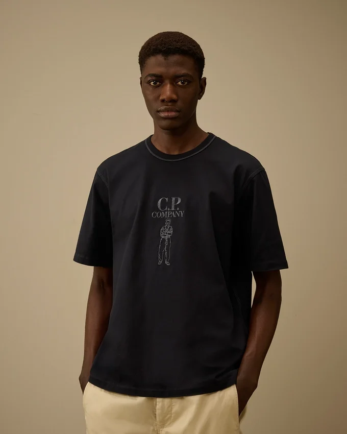 Mercerized Jersey 30/2 Twisted Short Sleeve Logo T-Shirt