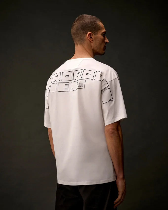 Metropolis Series Mercerized Jersey Short Sleeve Back Embroidery T-Shirt