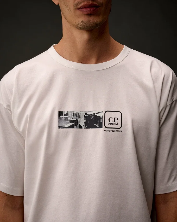 Metropolis Series Mercerized Jersey Short Sleeve Back Embroidery T-Shirt