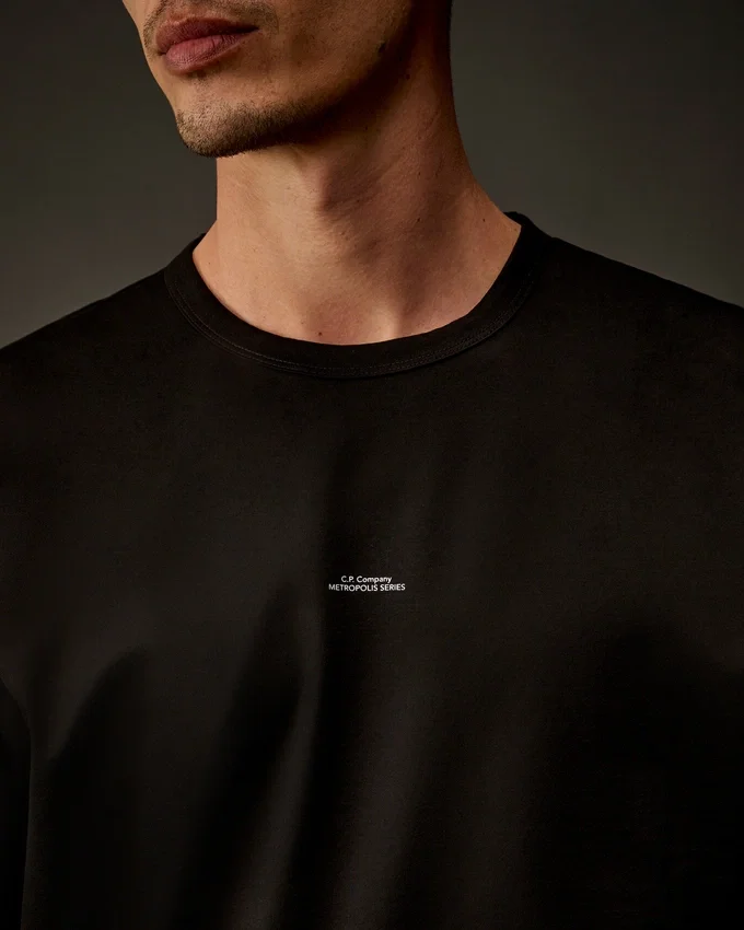 Metropolis Series Mercerized Jersey Short Sleeve Chest Logo T-Shirt