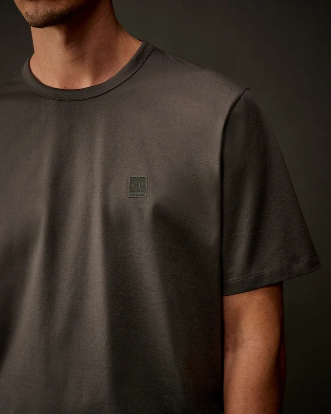Metropolis Series Mercerized Jersey Short Sleeve Chest Logo T-Shirt