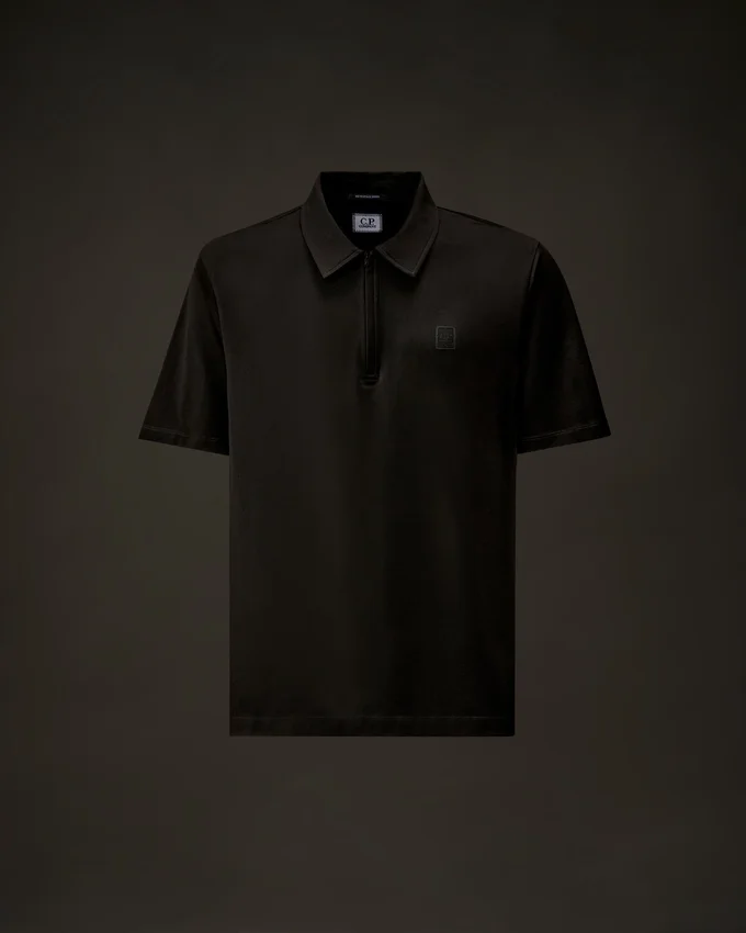 Metropolis Series Mercerized Jersey Short Sleeve Half Zip Polo