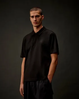 Metropolis Series Mercerized Jersey Short Sleeve Half Zip Polo