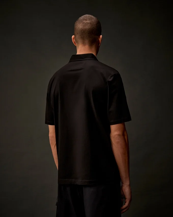 Metropolis Series Mercerized Jersey Short Sleeve Half Zip Polo