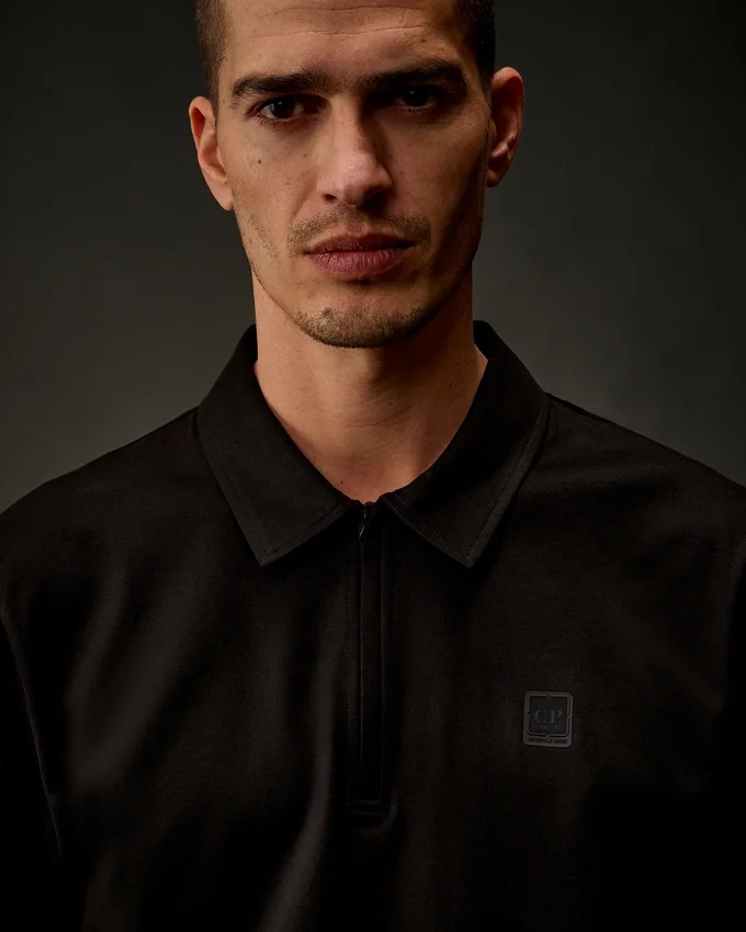 Metropolis Series Mercerized Jersey Short Sleeve Half Zip Polo
