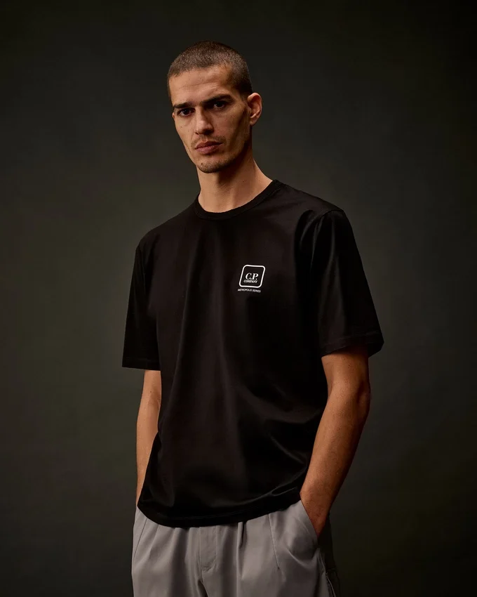 Metropolis Series Mercerized Jersey Short Sleeve Printed Badge T-Shirt