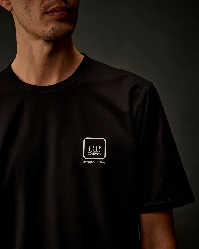 Metropolis Series Mercerized Jersey Short Sleeve Printed Badge T-Shirt