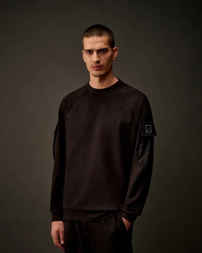 Metropolis Series Stretch Fleece Mixed Crewneck Sweatshirt