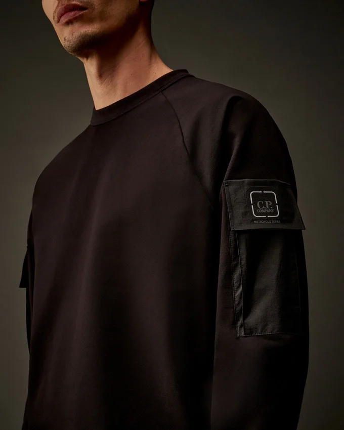 Metropolis Series Stretch Fleece Mixed Crewneck Sweatshirt