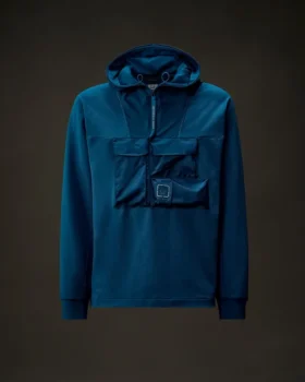 Metropolis Series Stretch Fleece Mixed Half Zip Hooded Sweatshirt
