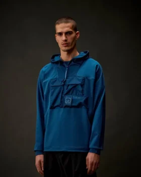 Metropolis Series Stretch Fleece Mixed Half Zip Hooded Sweatshirt