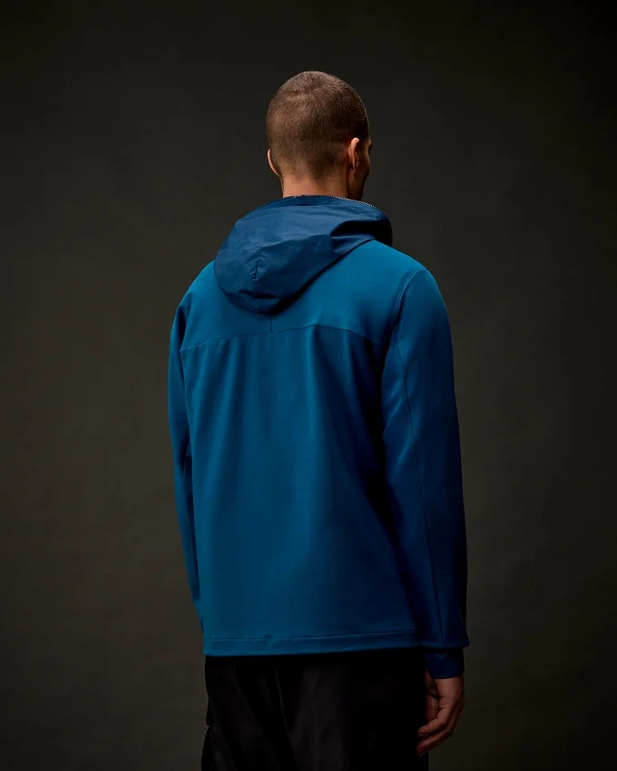 Metropolis Series Stretch Fleece Mixed Half Zip Hooded Sweatshirt