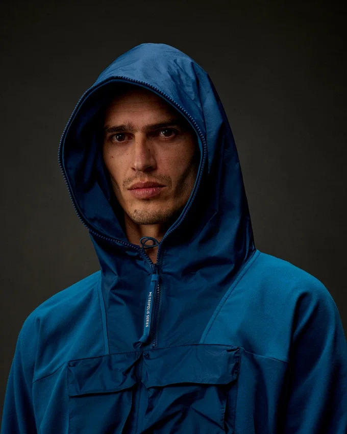 Metropolis Series Stretch Fleece Mixed Half Zip Hooded Sweatshirt