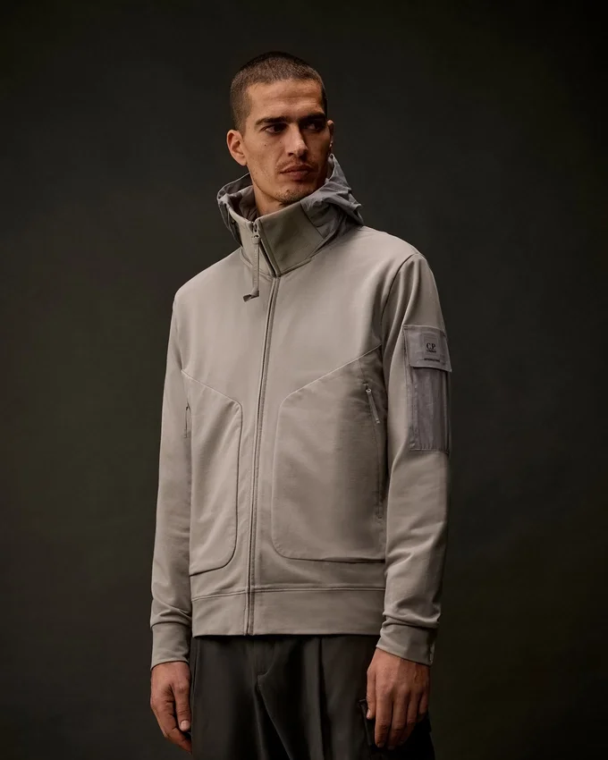Metropolis Series Stretch Fleece Mixed Hooded Sweatshirt