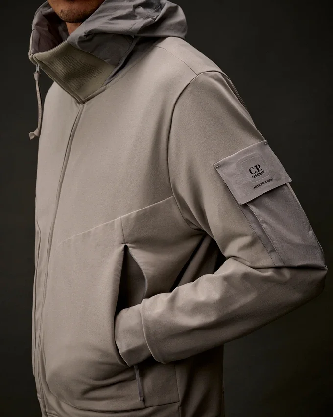 Metropolis Series Stretch Fleece Mixed Hooded Sweatshirt