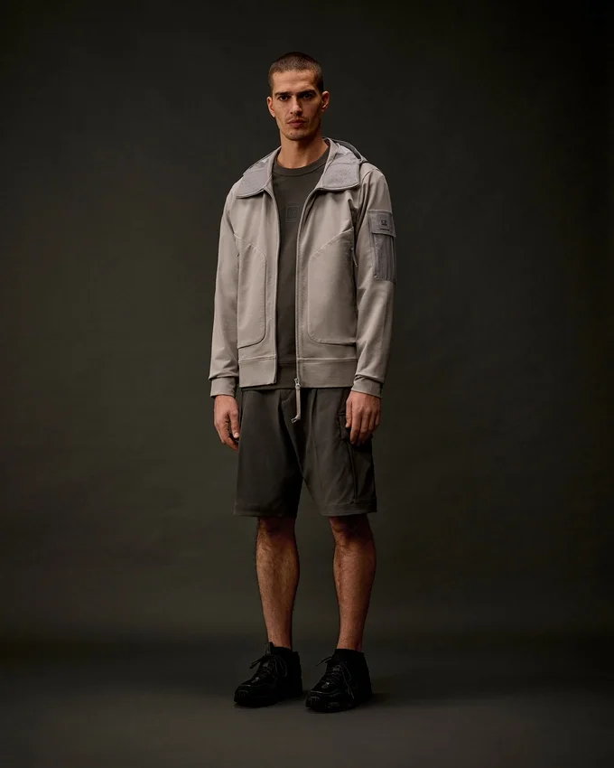 Metropolis Series Stretch Fleece Mixed Hooded Sweatshirt