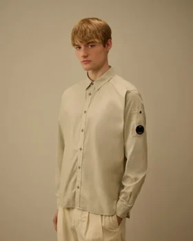 Popeline Long Sleeve Lens Button Shirt