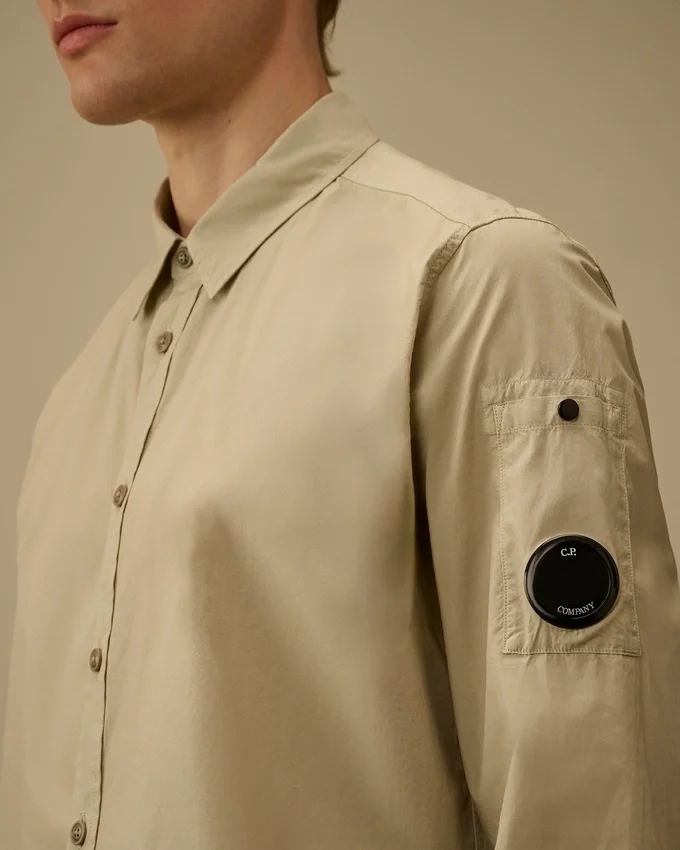 Popeline Long Sleeve Lens Button Shirt