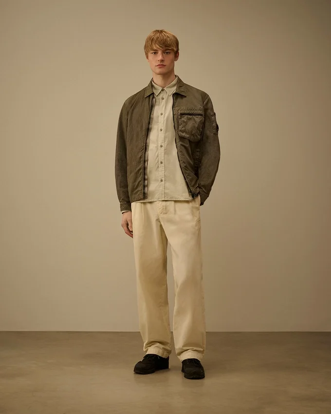 Popeline Long Sleeve Lens Button Shirt
