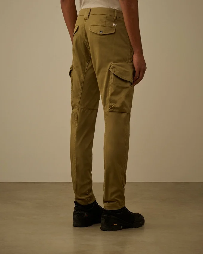 Stretch Sateen Ergonomic Rounded Pockets Lens Cargo Pants