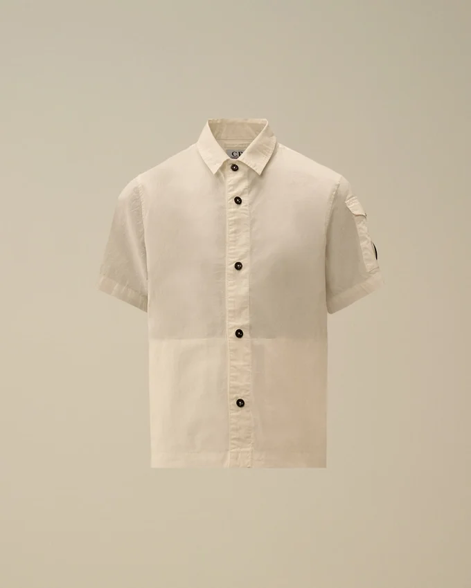 U16 Cotton Popeline Short Sleeve Button Lens Shirt
