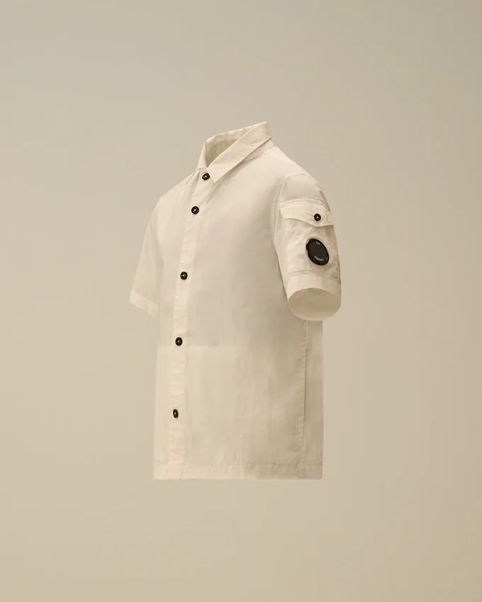 U16 Cotton Popeline Short Sleeve Button Lens Shirt