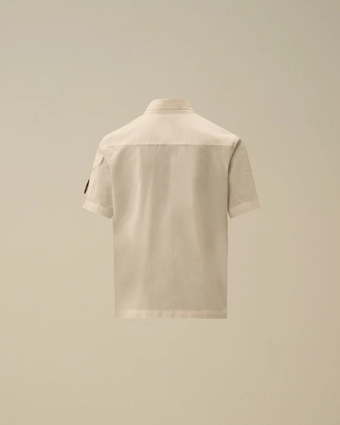 U16 Cotton Popeline Short Sleeve Button Lens Shirt